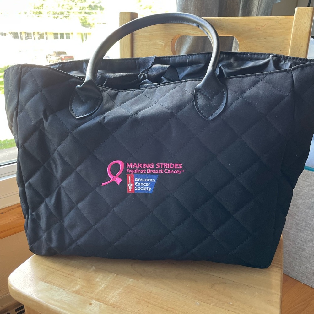 BN Making Strides Against Breast Cancer Black Shoulder Strap Large Purse/Tote